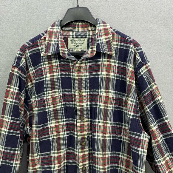 Eddie Bauer Heavy Duty Twill Plaid Workmans Button Down Shirt Size XL - Picture 5 of 9